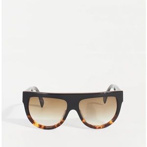 CELINE BLACK & TORTOISE SHELL TWO TONE CL41026 SHIELD SUNGLASSES